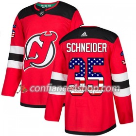 Adidas Maillot de Hockey New Jersey Devils Cory Schneider 35 2017-2018 Rouge USA Flag Fashion Authentic - Homme